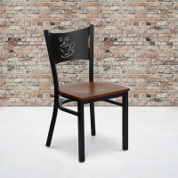 Flash Furniture Hercules Series Black Coffee Back Metal Restaurant Chair with Cherry Wood Seat XU-DG-60099-COF-CHYW-GG